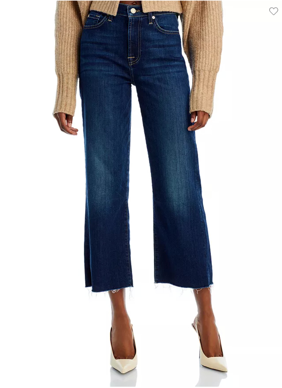 7 FOR ALL MANKIND NWT Alexa Cropped Trouser Wide Leg Raw Hem Jean // 00 - Picture 1 of 15
